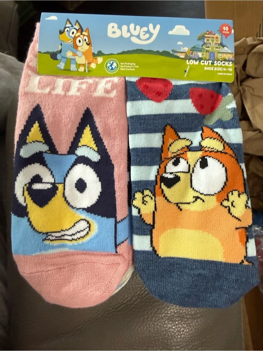Bluey low cut socks. 10 pair. Size 4-10